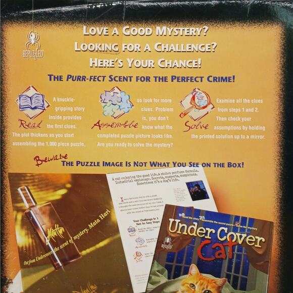 Vintage Under Cover Cat Mystery Story Jigsaw Puzzle 1996 Bepuzzled New Sealed - Picture 3 of 7